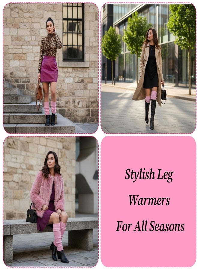 Xinjoduz زوج واحد من جوارب تدفئة الساق باللون الوردي الفاقع، مستوحاة من موضة الثمانينيات للنساء، جوارب تدفئة ساق مخططة محبوكة مضلعة أنيقة للفتيات، جوارب تدفئة للكاحل، هدايا مثالية لفصلي الخريف والشتاء، إكسسوارات نيون مستوحاة من موضة الثمانينيات والتسعينيات لحفلات Y2K واليوغا والرقص والرياضة (15.75 بوصة × 2.75 بوصة). - Image 4