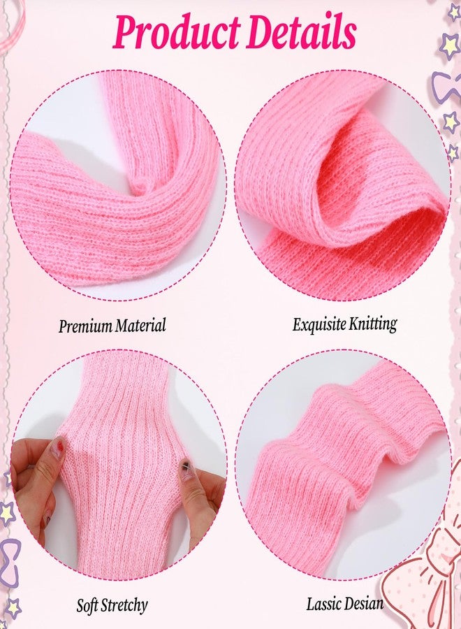 Xinjoduz زوج واحد من جوارب تدفئة الساق باللون الوردي الفاقع، مستوحاة من موضة الثمانينيات للنساء، جوارب تدفئة ساق مخططة محبوكة مضلعة أنيقة للفتيات، جوارب تدفئة للكاحل، هدايا مثالية لفصلي الخريف والشتاء، إكسسوارات نيون مستوحاة من موضة الثمانينيات والتسعينيات لحفلات Y2K واليوغا والرقص والرياضة (15.75 بوصة × 2.75 بوصة). - Image 3