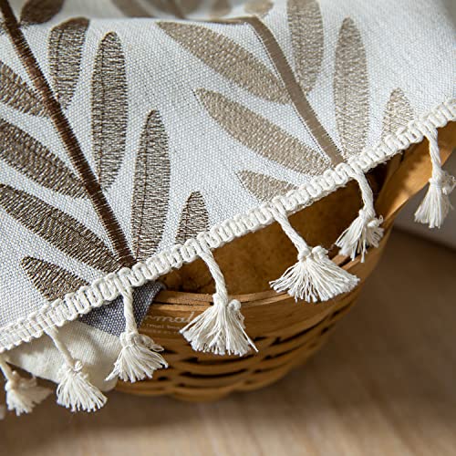 Oubonun Cotton Linen Rectangular Tablecloth - Wrinkle Resistant & Waterproof - Machine Washable Table Cloth with Tassels for Kitchen & Dining, 55''x70'', 4-6 Seats - Image 5