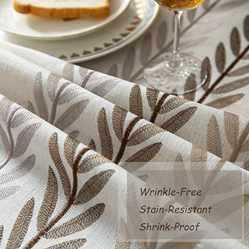 Oubonun Cotton Linen Rectangular Tablecloth - Wrinkle Resistant & Waterproof - Machine Washable Table Cloth with Tassels for Kitchen & Dining, 55''x70'', 4-6 Seats - Image 3
