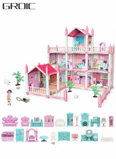 GROIC Doll House ，3 Story 9 Rooms Villa House，DIY Building Playset, Decorating Dollhouse Accessories and Furniture,Gift for kids  - Image 1