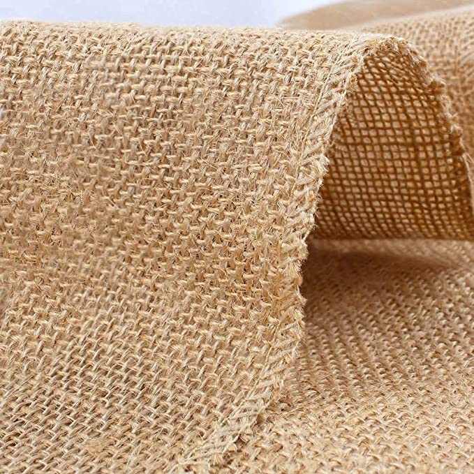 ERAVAT Jute Hessian Burlap Fabric 5 Meter x 51 Inch Natural Beige Golden Brown 100 Percent Jute Heavy Weave for Bags Crafts Home Decor Table Runner Wedding Upholstery Sewing Projects - Image 1