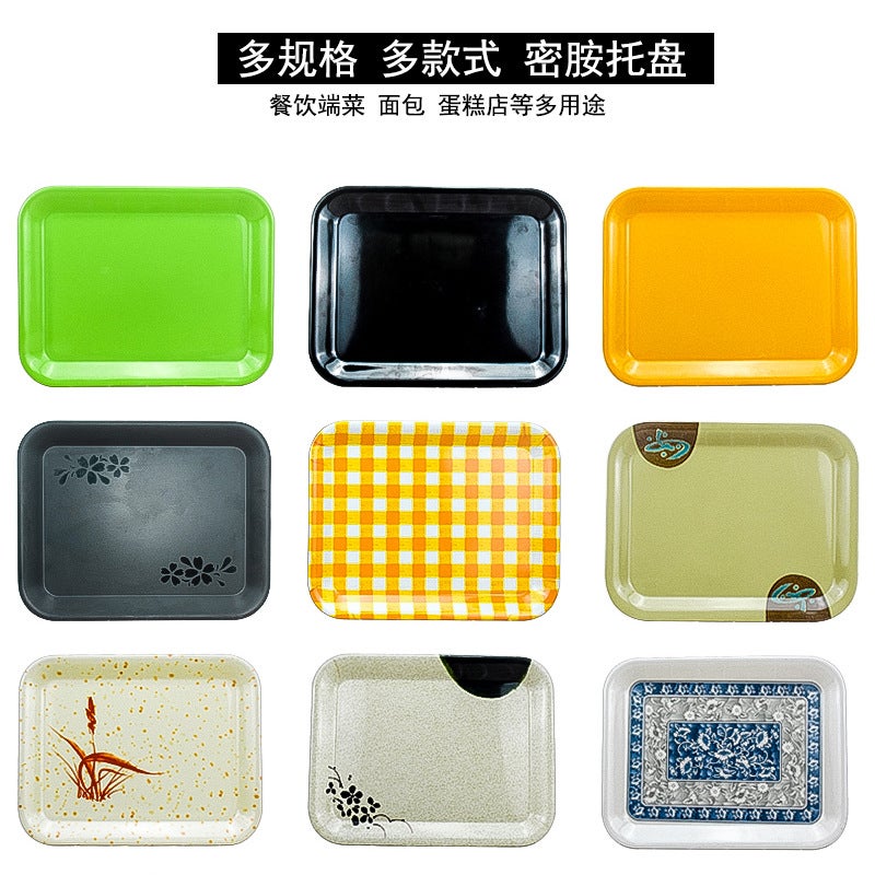 Colorful Melamine Tray Kindergarten Tray Rectangular Plastic Cake Bread Serving Tray Self-Service Fast Food Tray - Image 3