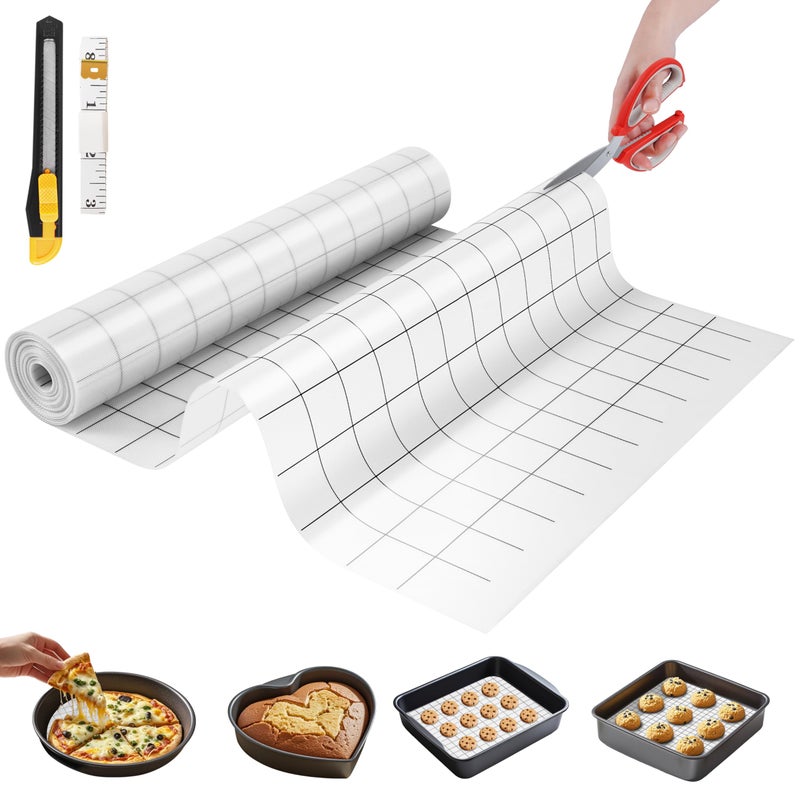 GTJ Silicone Baking Mat, 12 IN x 6 FT Free Cutting Baking Sheet,Non-Stick Reusable Dough & Pastry Mat,Non-Slip Silicone Mat Roll for Air Fryer Liner,Freeze Dryer,Oven Baking Pan,Kitchen Counter - Image 1