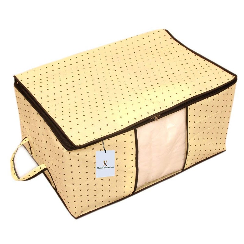 Kuber Industries 2 Piece Rectangular Non Woven Underbed Storage Organiser Set Cream - Image 4