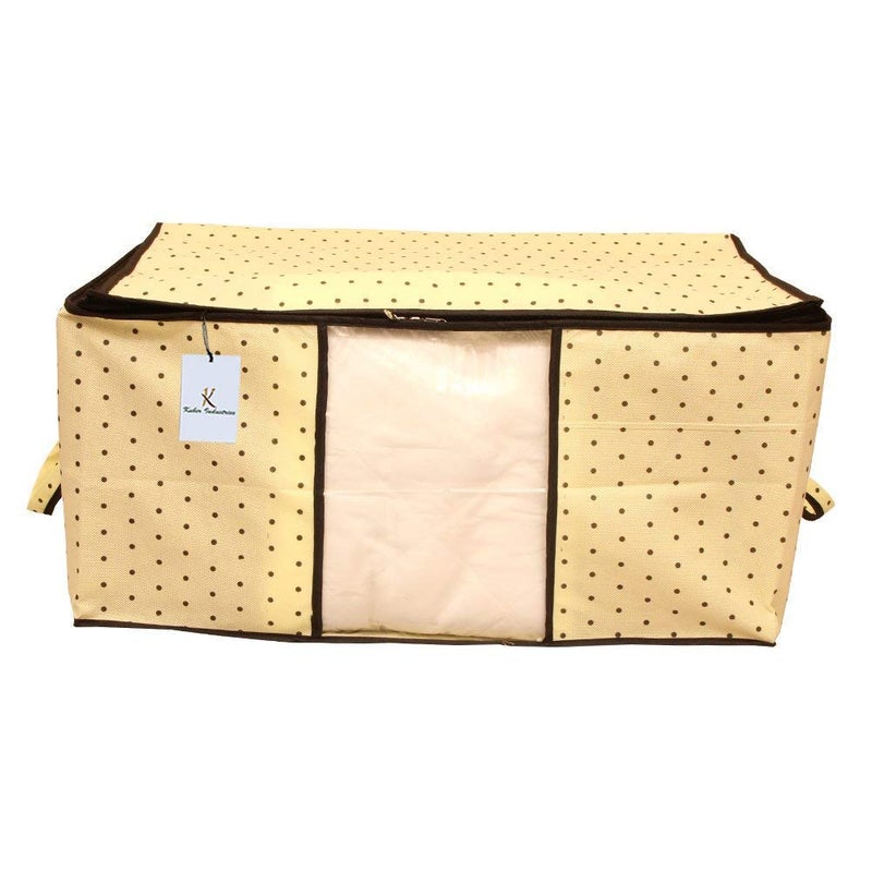 Kuber Industries 2 Piece Rectangular Non Woven Underbed Storage Organiser Set Cream - Image 3