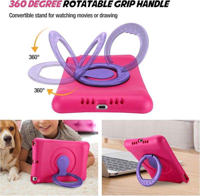 Procases Kids Case For Ipad 10.2 9Th 2021/10.2 8Th 2020/7Th 2019/Ipad Air 10.5 3Rd Gen/Ipad Pro 10.5, Durable Shockproof Light Weight Protective Cover With Rotatable Kickstand And Grip -Magenta - Image 4