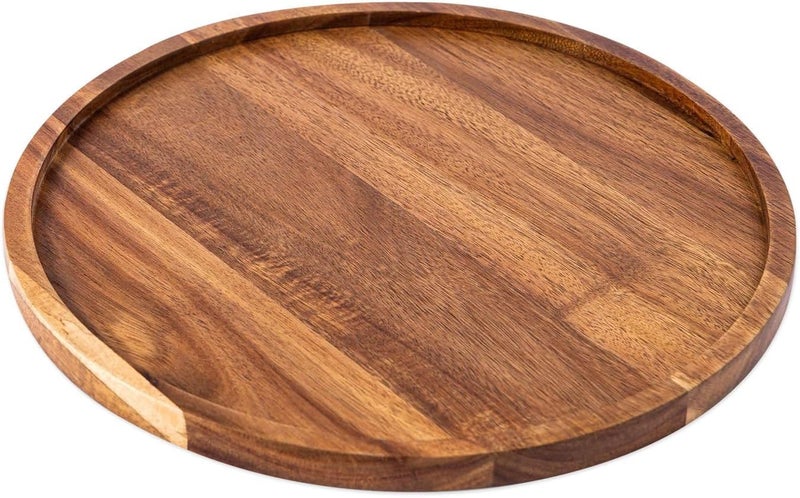 SYSI HOME Wooden Round Serving Tray for Home | Decorative Kitchen & Dining Table Tray | The Perfect Tray for Coffee Table and Home Decor - Image 1