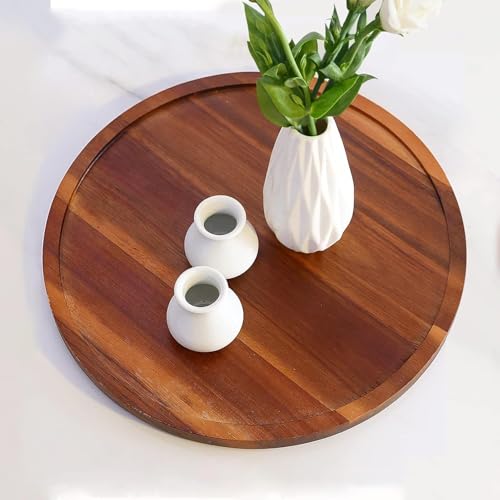 SYSI HOME Wooden Round Serving Tray for Home | Decorative Kitchen & Dining Table Tray | The Perfect Tray for Coffee Table and Home Decor - Image 2