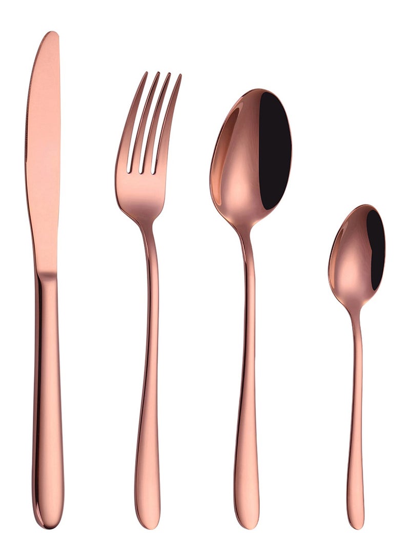 NIBEMINENT 4-Piece Titanium Plated Flatware Set Rose Gold - Image 1