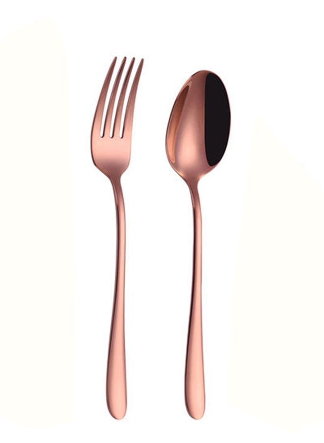 NIBEMINENT 4-Piece Titanium Plated Flatware Set Rose Gold - Image 4