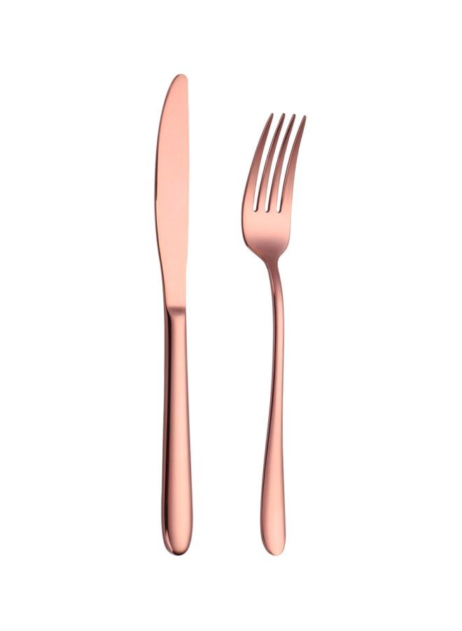 NIBEMINENT 4-Piece Titanium Plated Flatware Set Rose Gold - Image 3