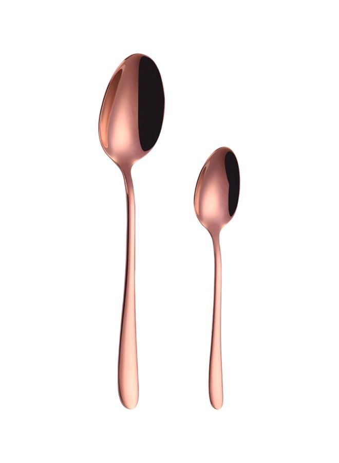 NIBEMINENT 4-Piece Titanium Plated Flatware Set Rose Gold - Image 2