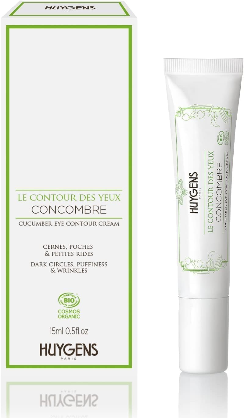 HUYGENS Cucumber Eye Contour Cream Organic Certified 15ml Clears Elminates Dark Circles 99 natural Vegan Made in France