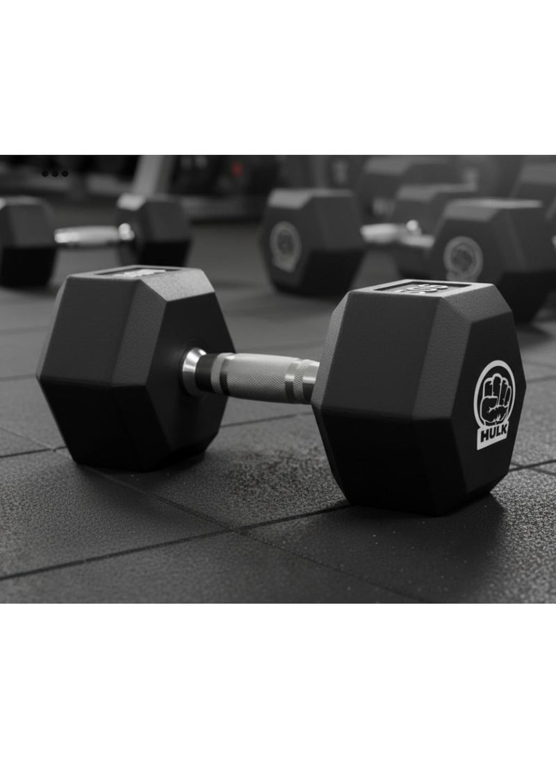 Hulk Hex Dumbbell Set – Solid Shiny Rubber – 2 Pieces, 10 KG Each - Image 4