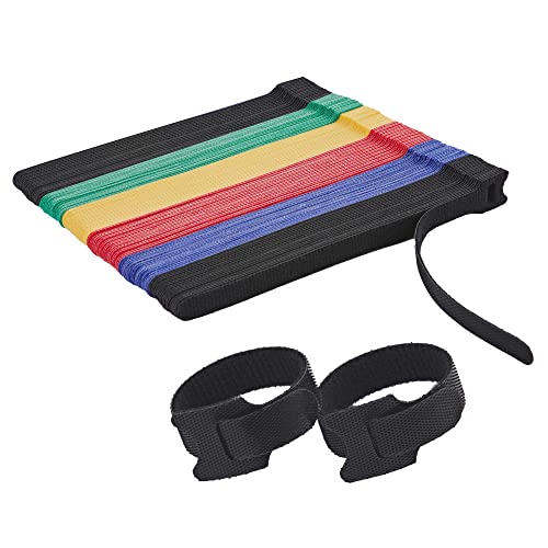 NBTORCH 120 PCS Fastening Cable Ties Reusable Multipurpose 8 in Cable Management Ties with Hook and Loop Adjustable Cord Ties for Organizing Home Office and Data Centers 5 Colors - Image 1
