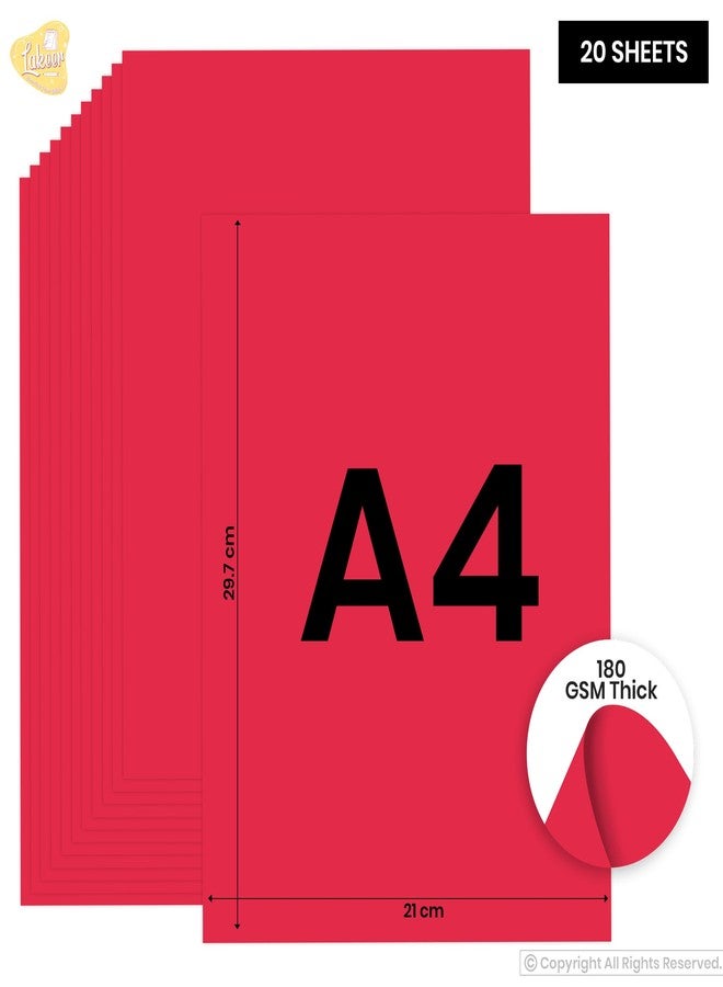 Lakeer A4 Color Paper 20 Sheets (Red) Premium Colour 180 GSM Pack for Copy Printing, DIY Art & Craft, Projects, Decoration, Other Office Printing. - Image 3