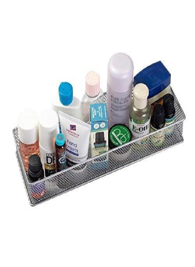YBM HOME YBM HOME Silver Mesh Drawer Organizer and Storage for Kitchen Drawers, Serves as School Supply Holder, Office Desktop Organizer Basket, Makeup and Craft Supplies Organization, (1 Unit, 4x12x2 Inch)  - Image 1