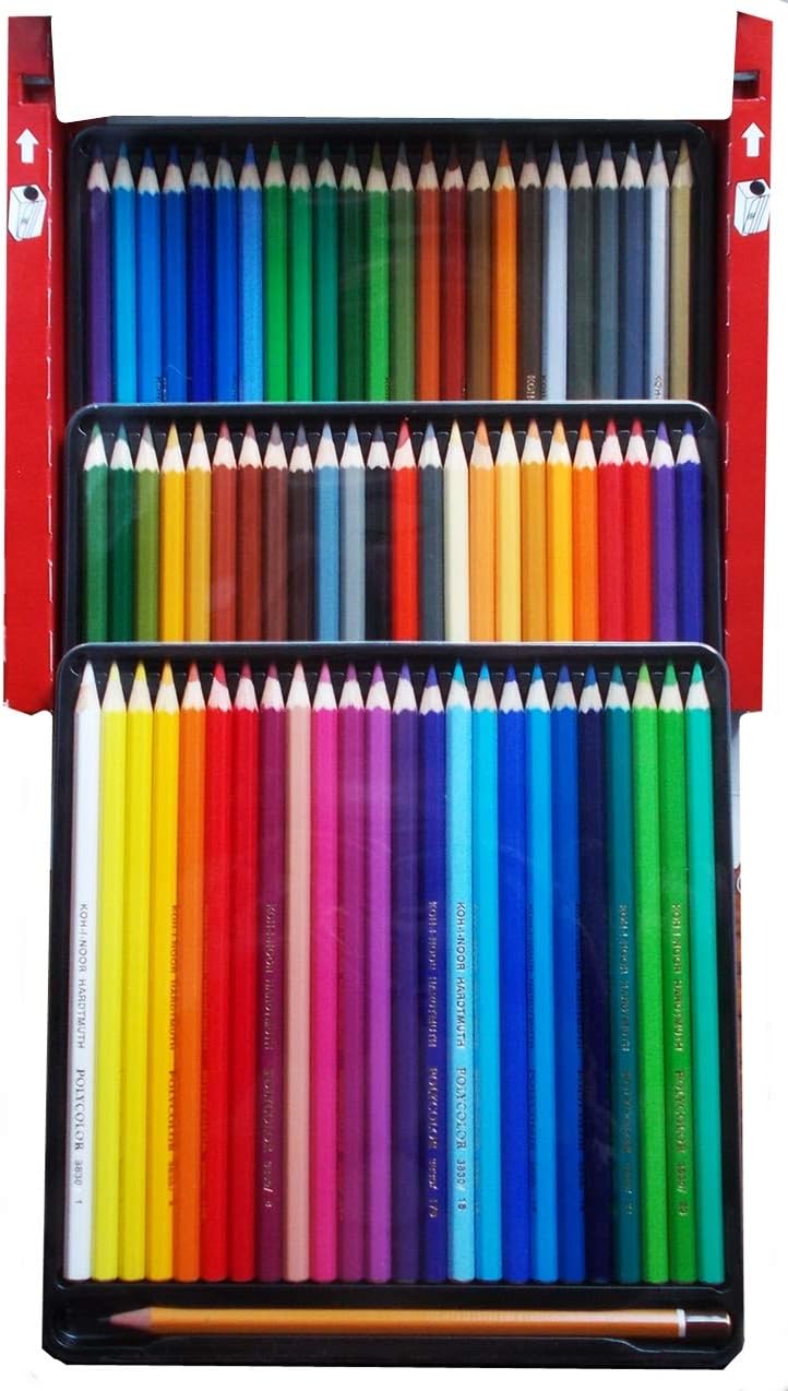 KOH-I-NOOR 3837 Polycolor Artist's Colouring Pencils with sharpener and 2 Graphite Pencils in Cardboard Case Assorted Colours 72 Colour Set
