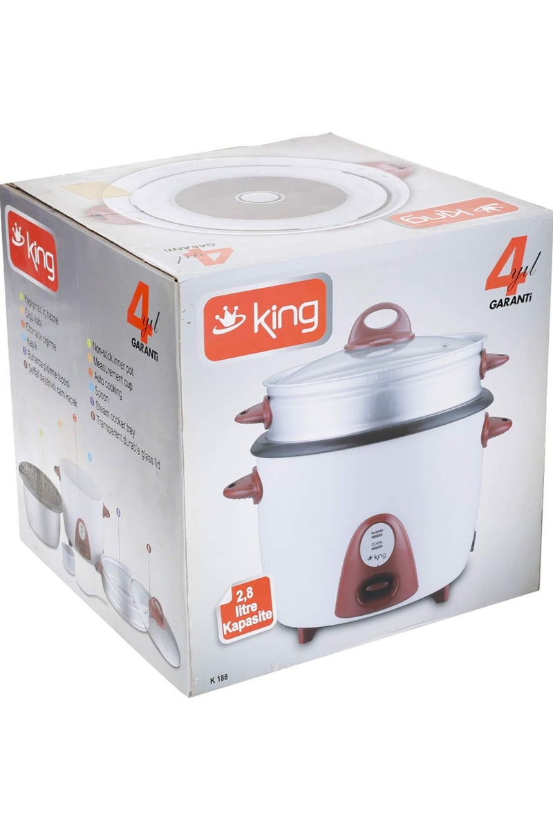 كينج حلة طهي الأرز بالبخار  من كينج سعة 1لتر فعالة ومتعددة الاستخدامات للأرز والخضروات المقلية مع استهلاك منخفض للطاقة 400 وات - Image 4