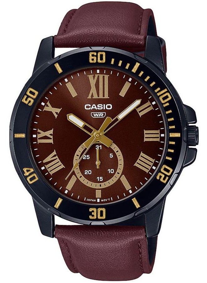 CASIO Men's Analog Brown Dial Watch MTP-VD200BL-5BUDF