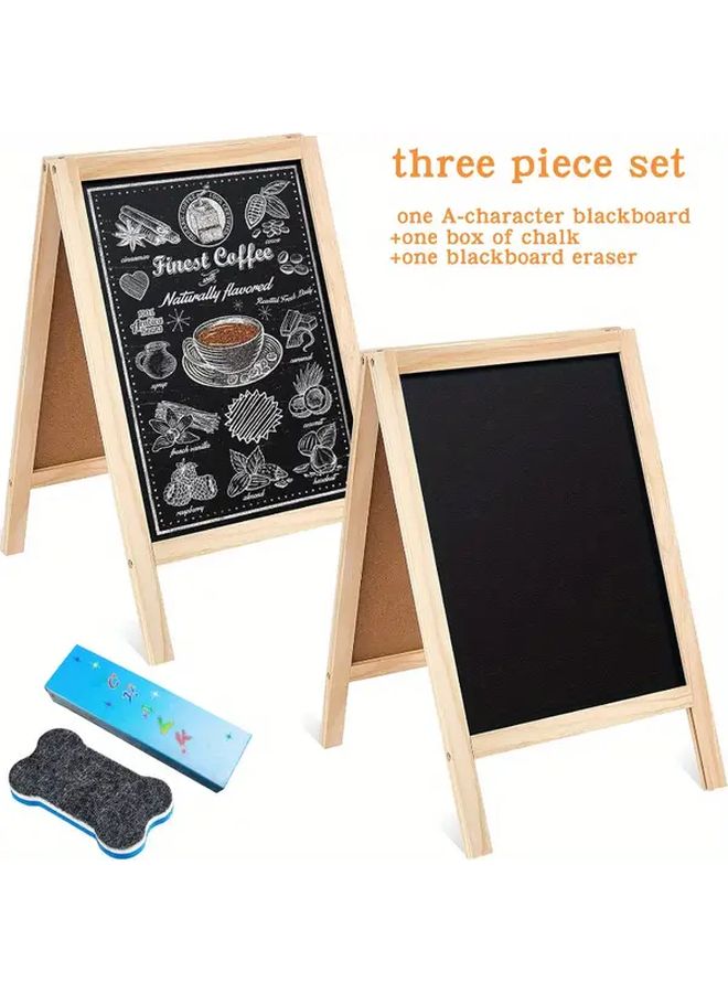 مجموعة سبورة مزدوجة الجوانب من ثلاثة قطع مقاس 25 × 40 بوصة مع ممحاة طباشير - Image 3