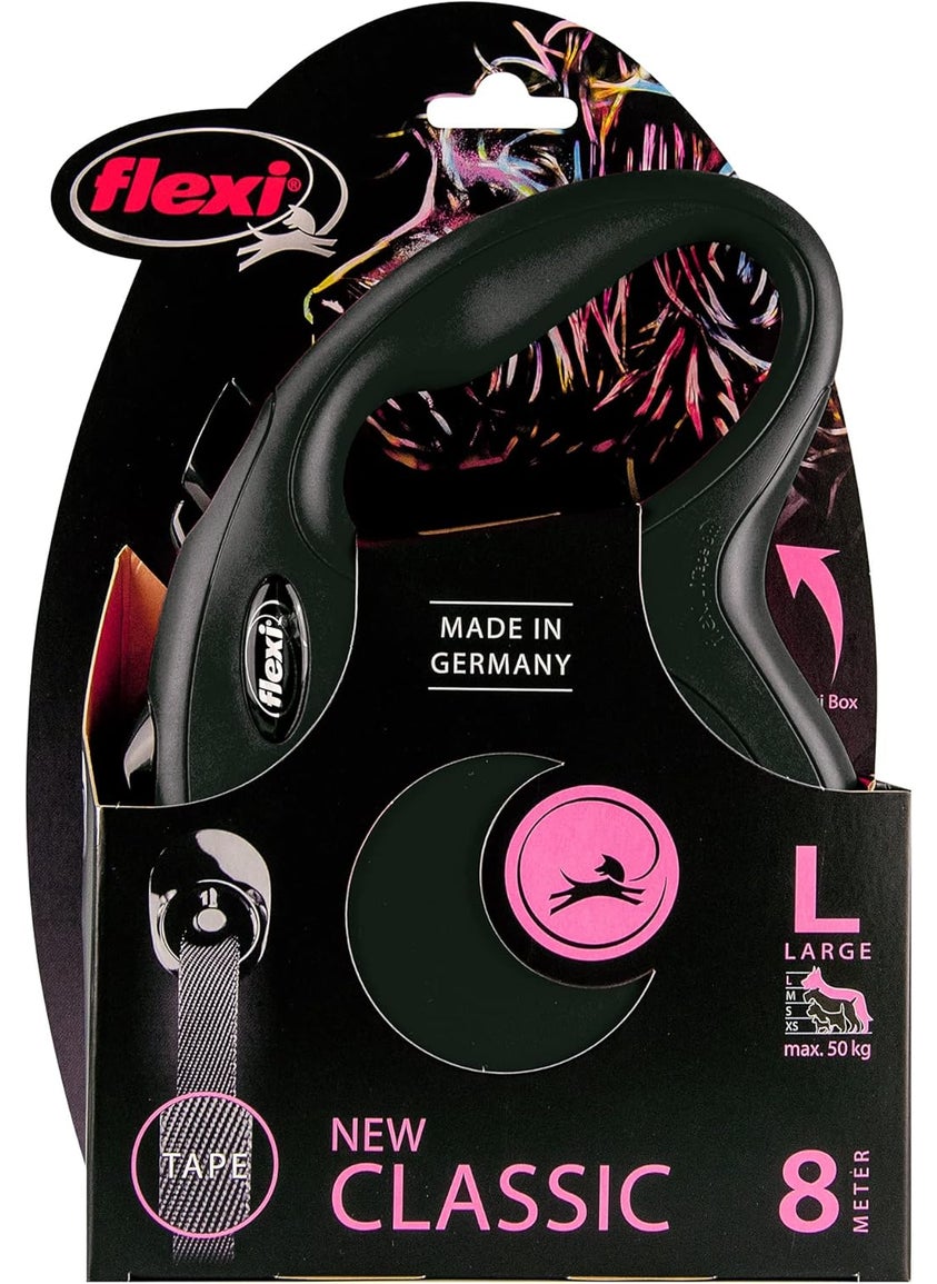 Flexi FLEXI New Classic Tape Retractable Dog Leash for Large Dogs Upto 110 lbs  26 ft Black  Tangle Free Pet Walking Leash with OneHanded Brake Pause LockGerman Quality Product  - Image 4