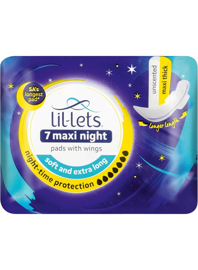 Lil-Lets Maxi Thick Night Unscented Pads With Wings Soft & Extra Long 7Pads - Image 2