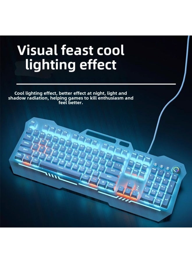 Generic Real Mechanical Feel Keyboard And Mouse Suit Gaming Office Mute Computer Keyboard And Mouse Three-piece Wholesale-Color: White Rainbow Light-single Keyboard  - Image 2