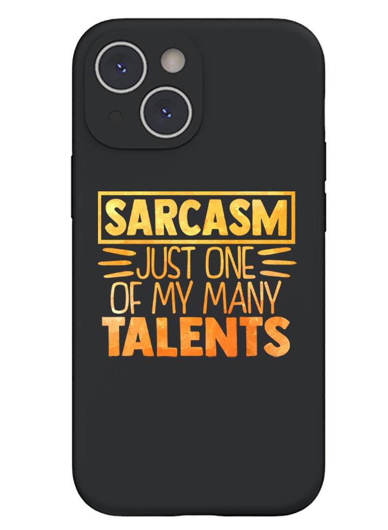 Theodor Protective Slim Fit Case Liquid Silicone Cover with Full Body Protection Anti-Scratch Shockproof Case For iPhone 13 Black  - Skull Rider orange - Image 1