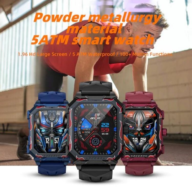 Lokmat Ocean MAX Bluetooth Smartwatch, 1.96 Inch, Fitness Tracker, Pedometer, Call Reminder, Activity Tracking, Black - Image 2