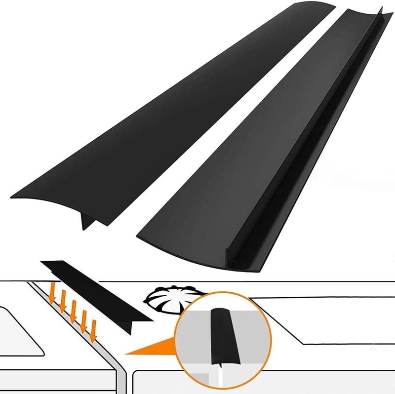XZSUN 2 Pcs Silicone Stove Counter Gap Cover Oven Guard Seal Slit Strip Kitchen (Black, 25 Inch) - Image 4