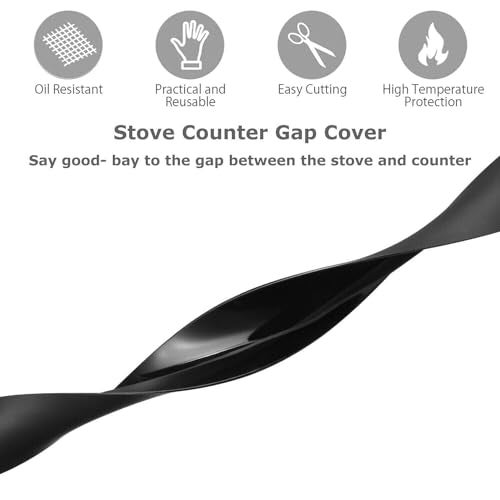XZSUN 2 Pcs Silicone Stove Counter Gap Cover Oven Guard Seal Slit Strip Kitchen (Black, 25 Inch) - Image 3
