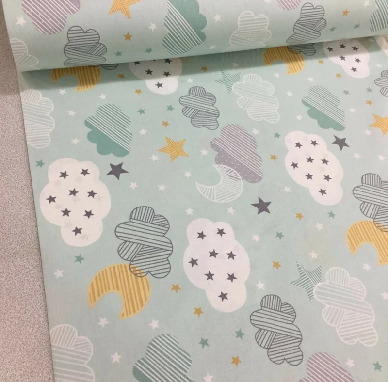 بيبيك اوزيل Baby Special 100% Cotton Baby and Kids Fitted Sheet Green Cloudy 100 x 200 cm