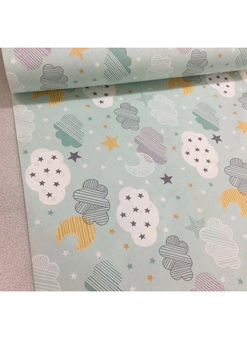 Bebek Özel Baby Special 100% Cotton Baby and Kids Fitted Sheet Green Cloudy 100 x 200 cm  - Image 3