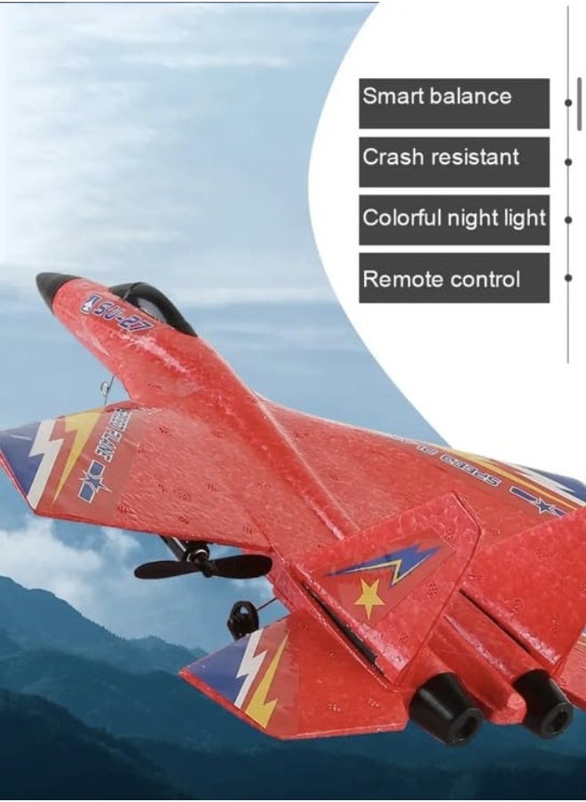 TOY GARDEN - 2.4GHz RC Plane – Ready-to-Fly Remote Control Jet Glider with 6-Axis Gyro, Battery, and Cool Lights, Easy-to-Fly Toy Aircraft for Kids & Adults (Red) - Image 1