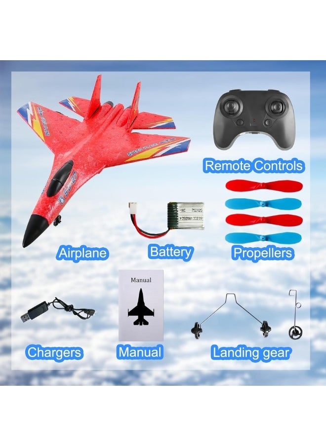 TOY GARDEN - 2.4GHz RC Plane – Ready-to-Fly Remote Control Jet Glider with 6-Axis Gyro, Battery, and Cool Lights, Easy-to-Fly Toy Aircraft for Kids & Adults (Red) - Image 1