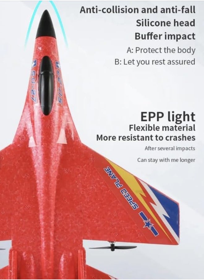 TOY GARDEN - 2.4GHz RC Plane – Ready-to-Fly Remote Control Jet Glider with 6-Axis Gyro, Battery, and Cool Lights, Easy-to-Fly Toy Aircraft for Kids & Adults (Red) - Image 1
