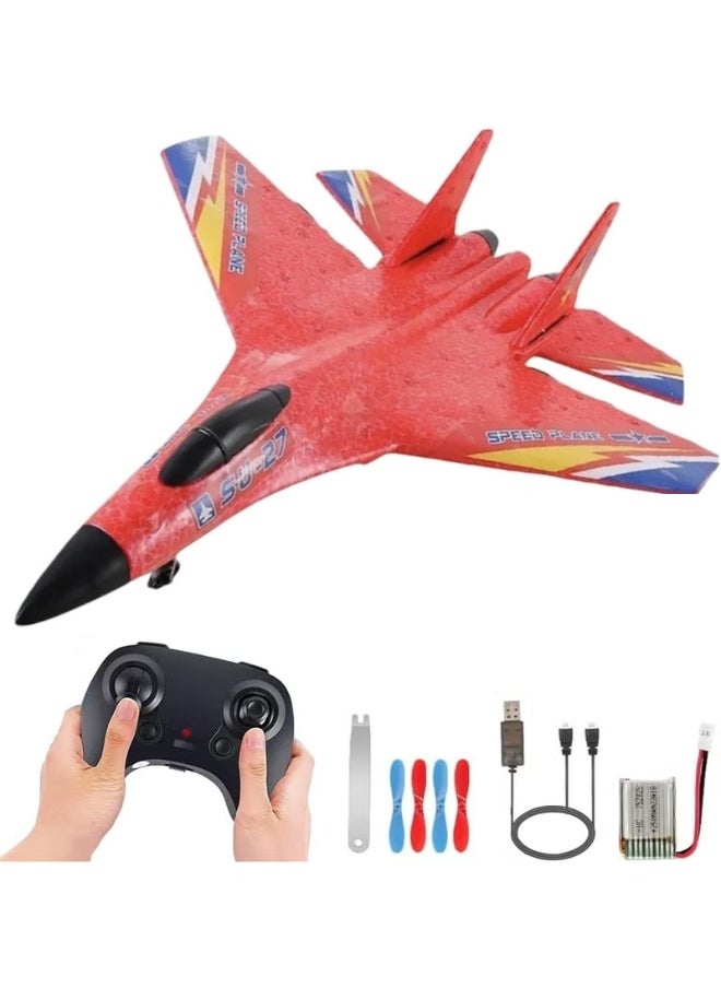 TOY GARDEN 2.4GHz RC Plane – Ready-to-Fly Remote Control Jet Glider with 6-Axis Gyro, Battery, and Cool Lights, Easy-to-Fly Toy Aircraft for Kids & Adults (Red)  - Image 1