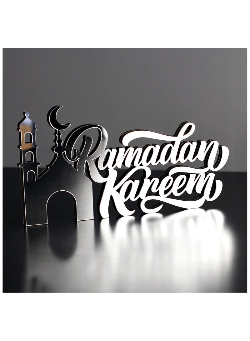 TPGP Wooden Acrylic Islamic Tabletop Decors | Ramadan Kareem and Eid Mubarak Decoration | Islamic Muslim Gifts | Ramadan Eid Decoration | (Ramadan Kareem Silver) - Image 4