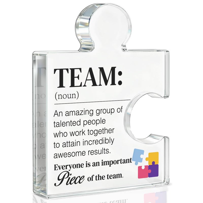Yigaue Team Gift Thank You Appreciation Gifts for Coworkers Colleagues Employees Team Definition Acrylic Puzzle Piece Plaque Office Decor - Image 1