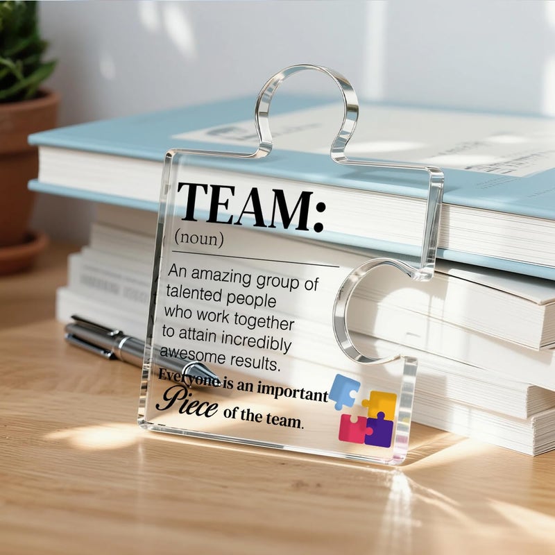 Yigaue Team Gift Thank You Appreciation Gifts for Coworkers Colleagues Employees Team Definition Acrylic Puzzle Piece Plaque Office Decor - Image 5