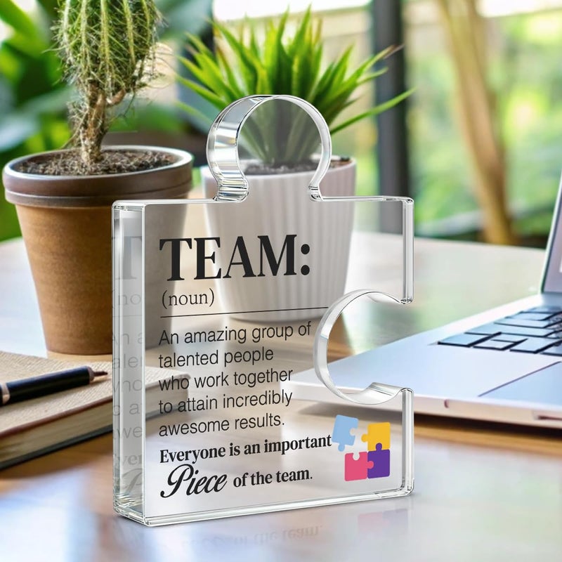 Yigaue Team Gift Thank You Appreciation Gifts for Coworkers Colleagues Employees Team Definition Acrylic Puzzle Piece Plaque Office Decor - Image 3