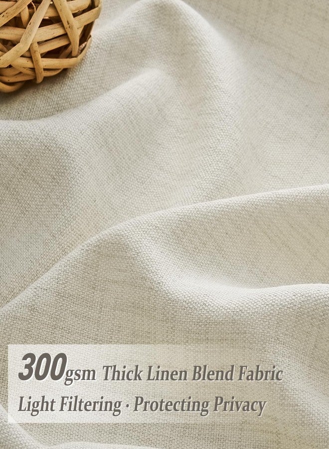 PleatedDrapes ستائر بلون كريمي بيج، مُصممة بتقنية الذاكرة، ذات ثنيات متداخلة، بطول 96 بوصة، مناسبة لغرفة النوم. ستائر شفافة من مزيج الكتان، مناسبة لغرفة الطعام، بتصميم بوهيمي، تتكون من لوحتين مع حلقات وخطافات، توفر الخصوصية، مقاس 40 × 96 بوصة. - Image 4