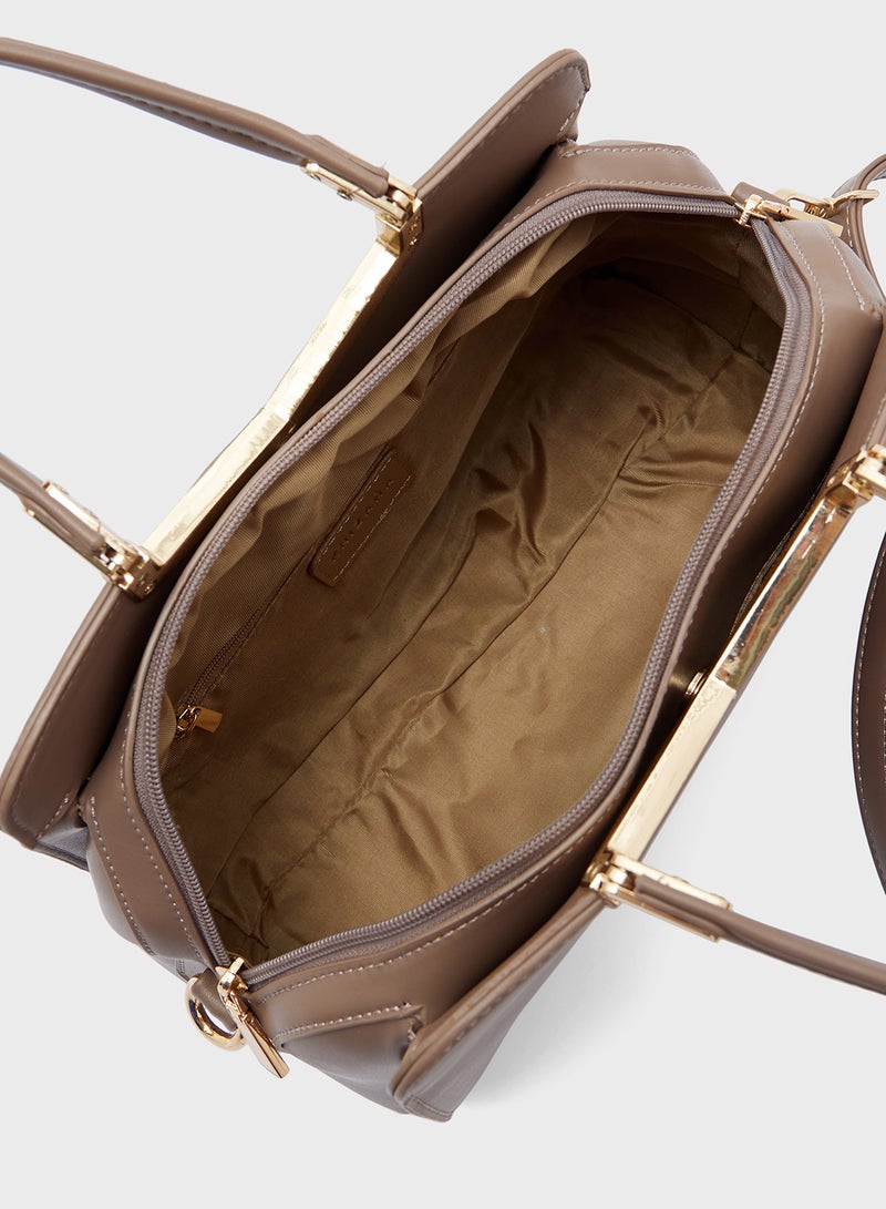 Khizana Metal Trim Satchel Bag - Image 5