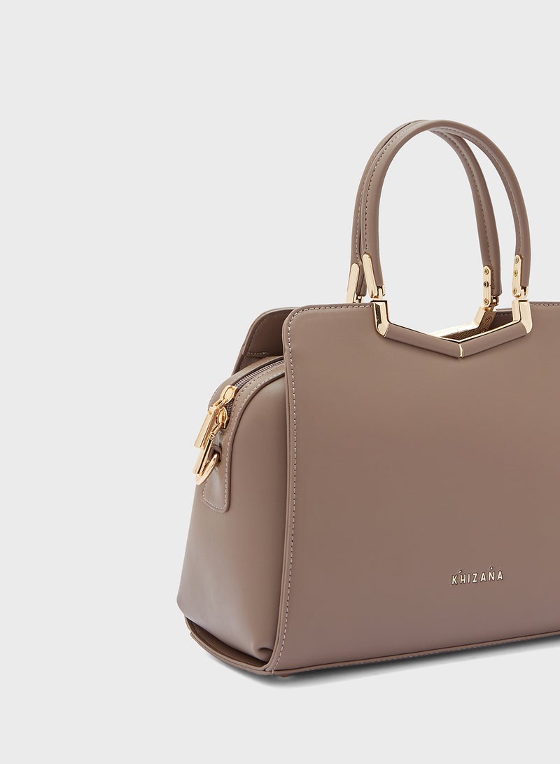 Khizana Metal Trim Satchel Bag - Image 3
