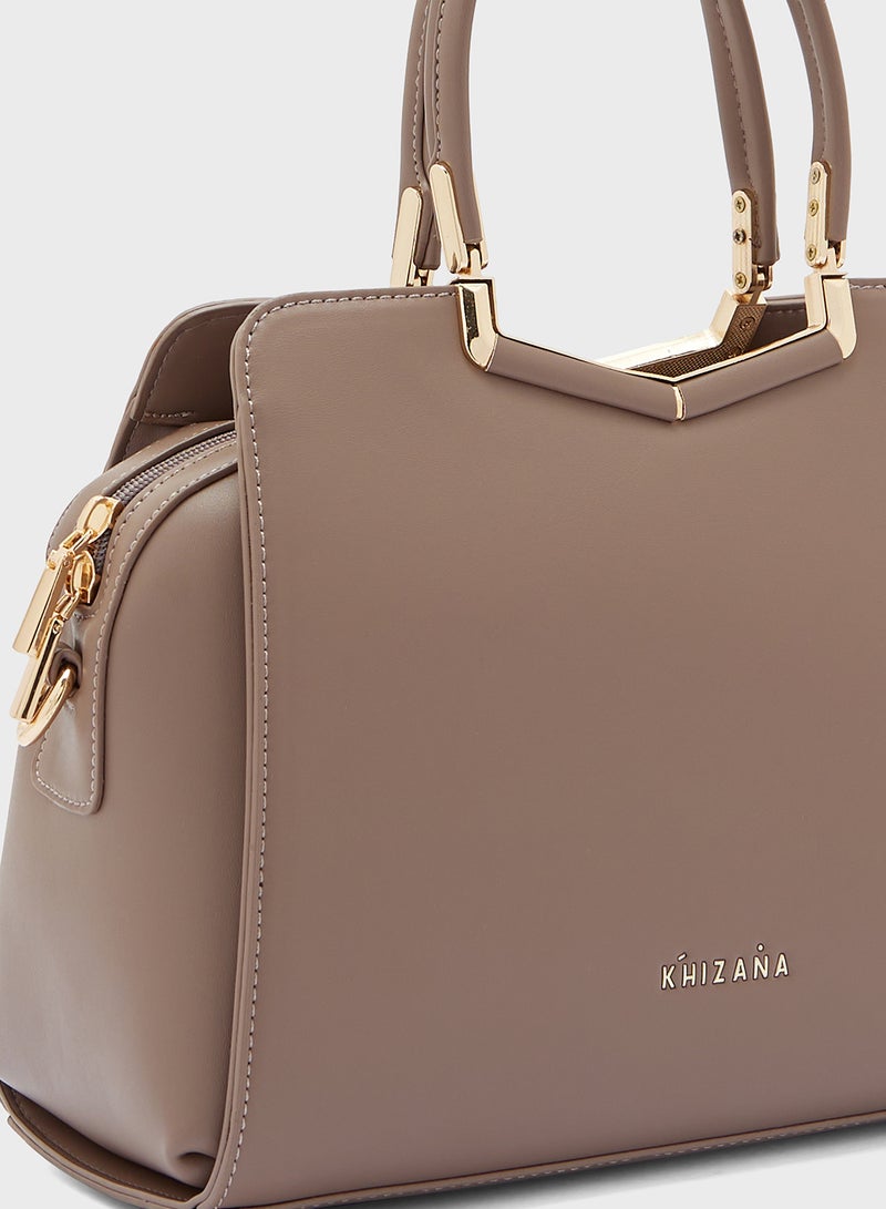 Khizana Metal Trim Satchel Bag - Image 4
