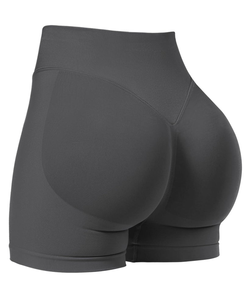 VOYJOY Women Workout Impact Shorts 2.5"/ 3.6"/ 4.5"/ 6" Scrunch Butt Lifting Gym Seamless Booty Biker Shorts Dark Grey - Image 1