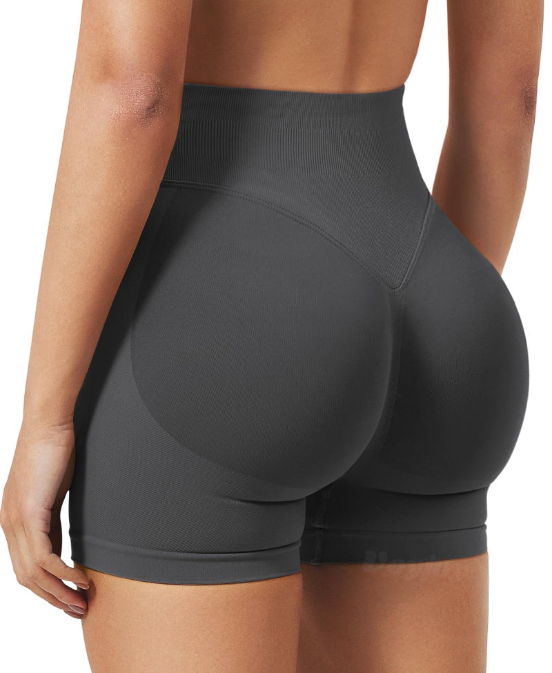 VOYJOY Women Workout Impact Shorts 2.5"/ 3.6"/ 4.5"/ 6" Scrunch Butt Lifting Gym Seamless Booty Biker Shorts Dark Grey - Image 2