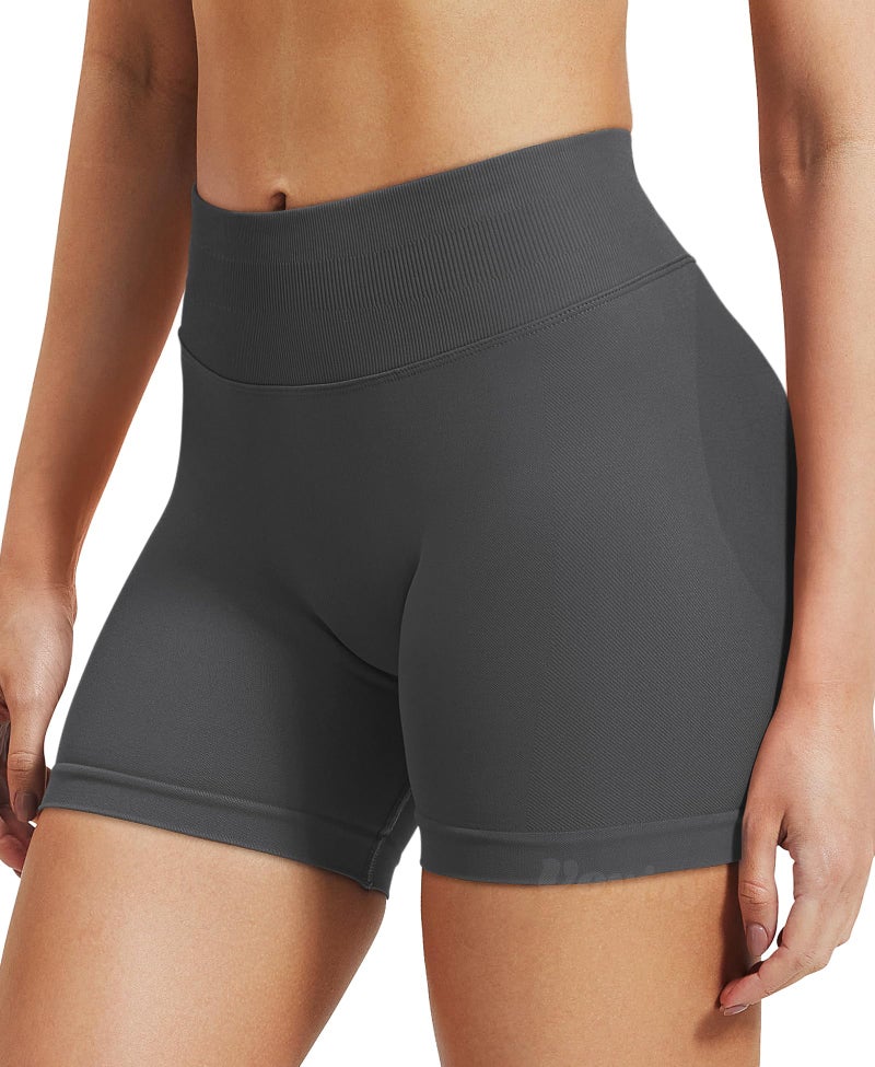 VOYJOY Women Workout Impact Shorts 2.5"/ 3.6"/ 4.5"/ 6" Scrunch Butt Lifting Gym Seamless Booty Biker Shorts Dark Grey - Image 3
